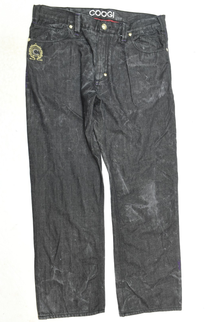 COOGI Crest Baggy Jeans Mens 40x35 Black Straight Leg Relaxed Fit Denim Y2K